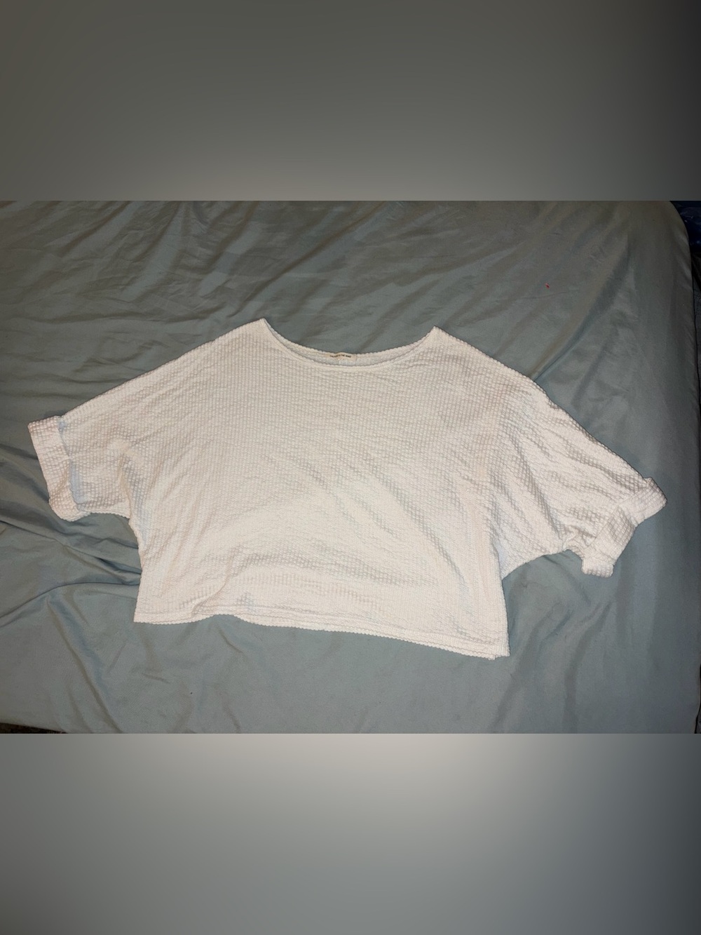 Caution To The Wind White Textured Crop Top
